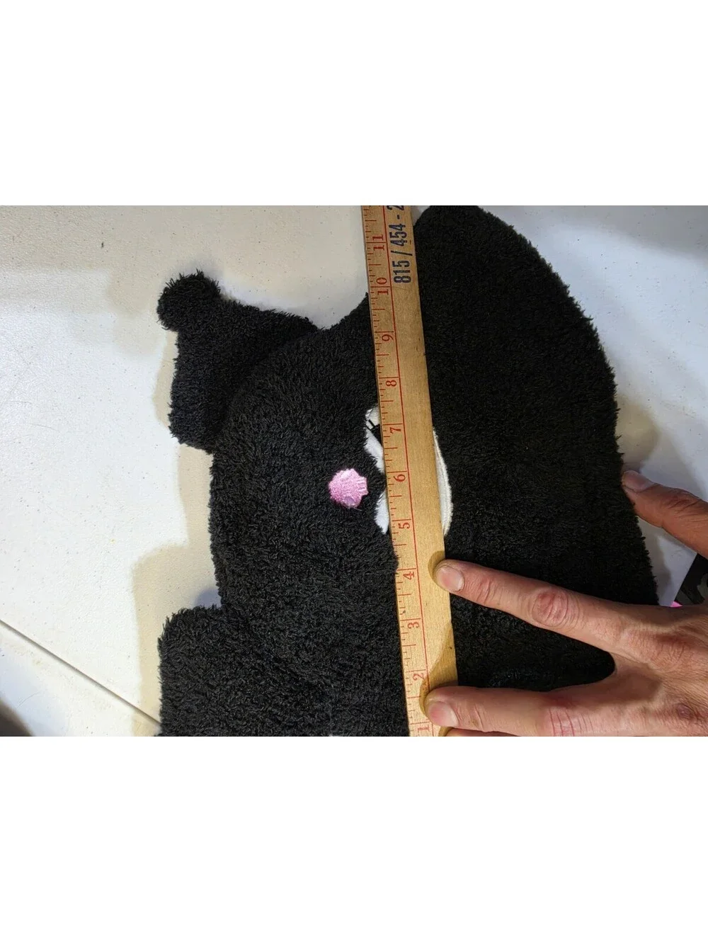 Kuromi Sanrio Black Fleece Lined Bucket Hat, Embroidered, Polyester, One Size